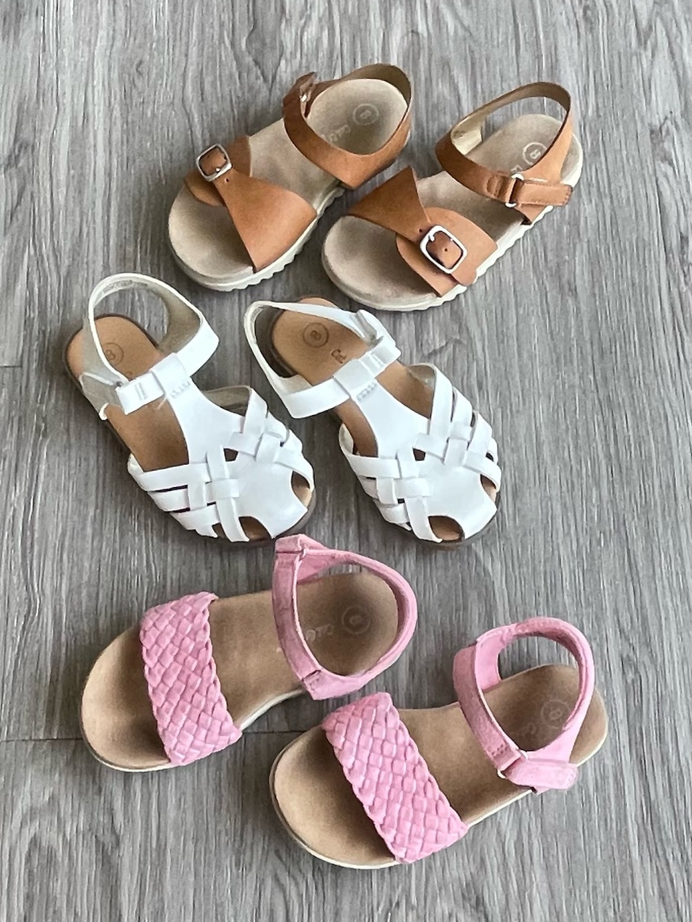 Kids Sandals in Pink, White & Tan - Comfortable Summer Footwear